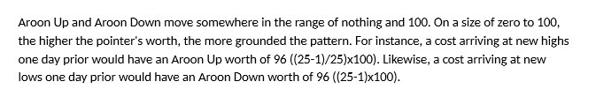 Aroon Up and Aroon Down move somewhere in the