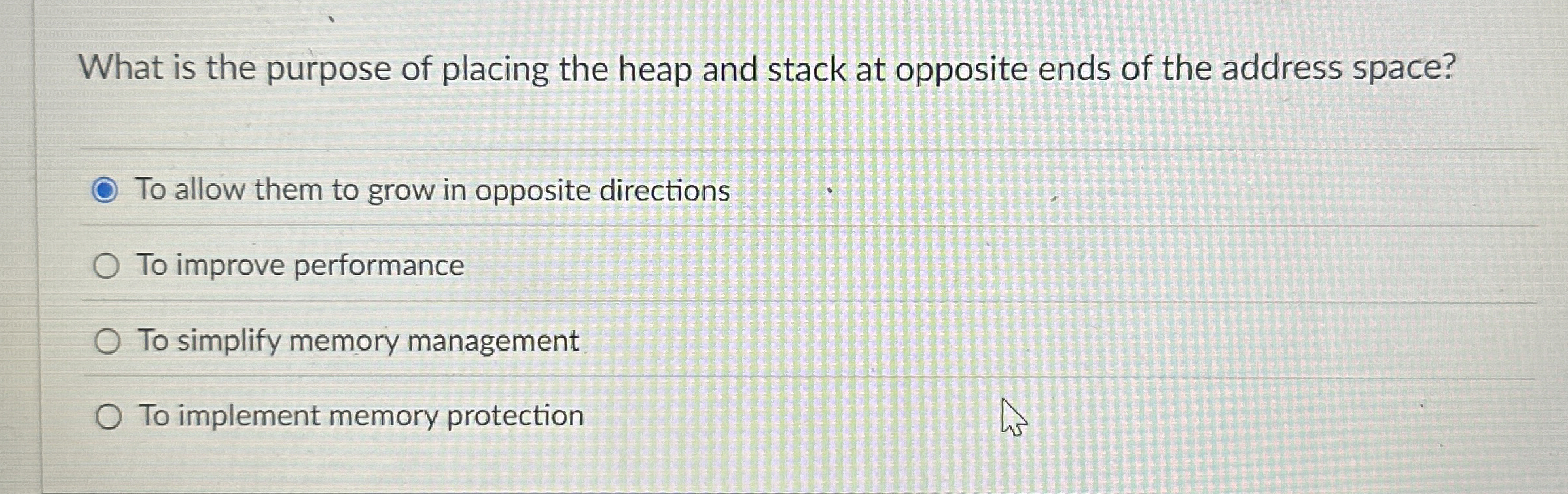 What is the purpose of placing the heap and stack