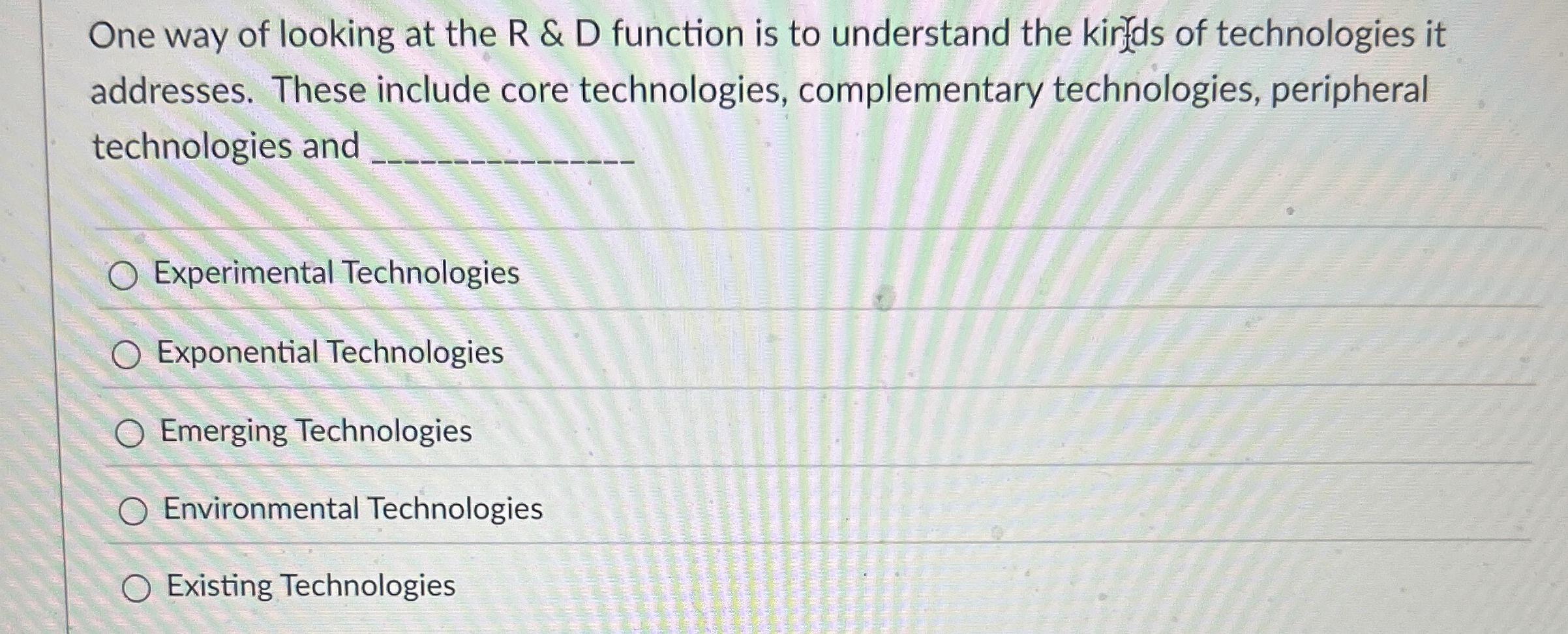 One way of looking at the R & D function is to