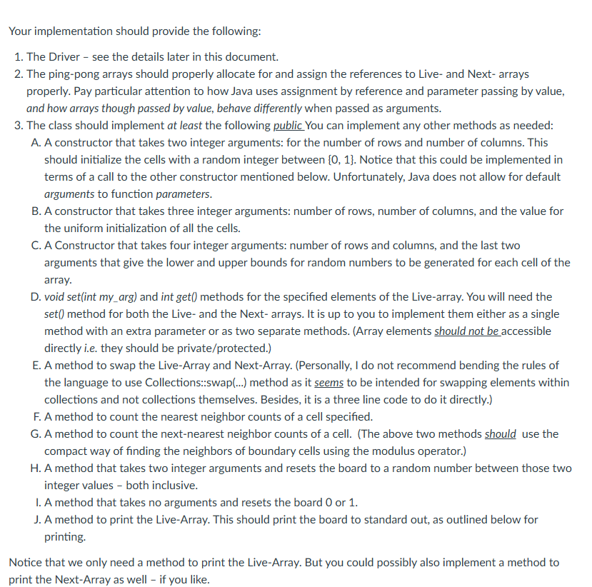 You will implement a ping - pong array class for