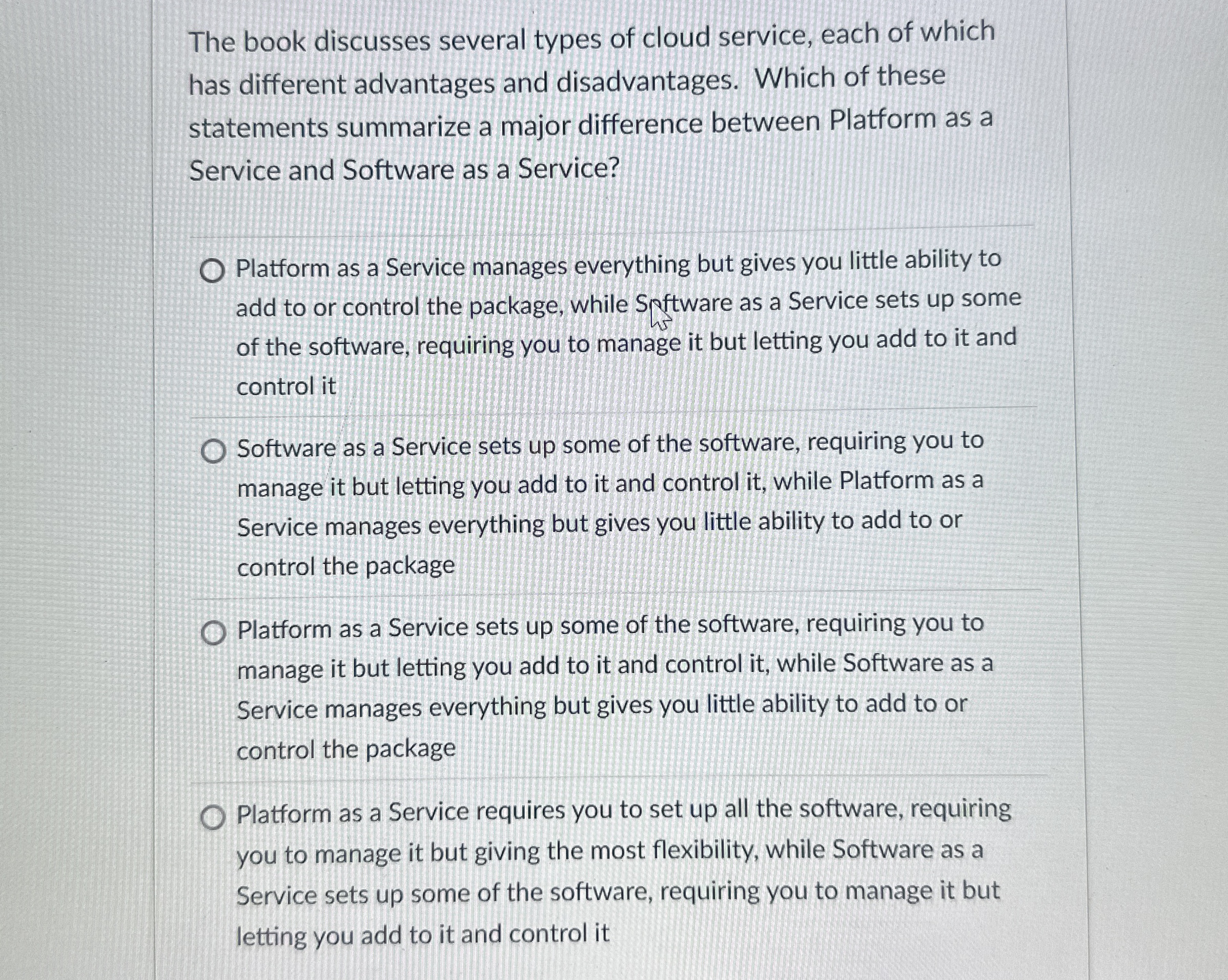 The book discusses several types of cloud