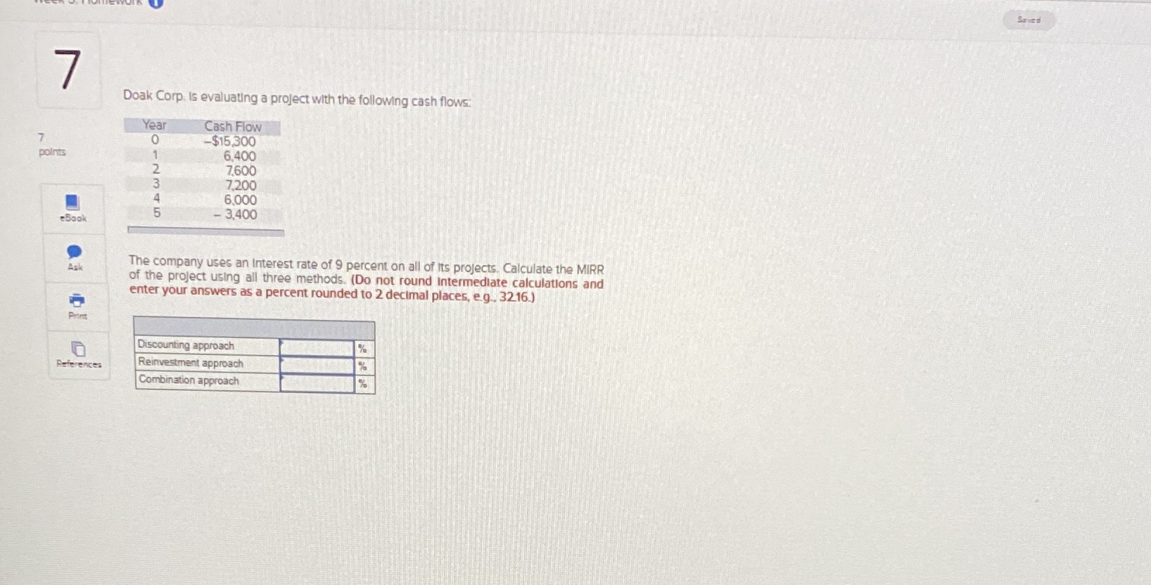 SavEd 7 Doak Corp. Is evaluating a project with