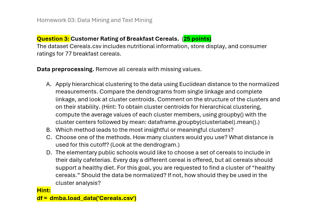 Question 3 : Customer Rating of Breakfast