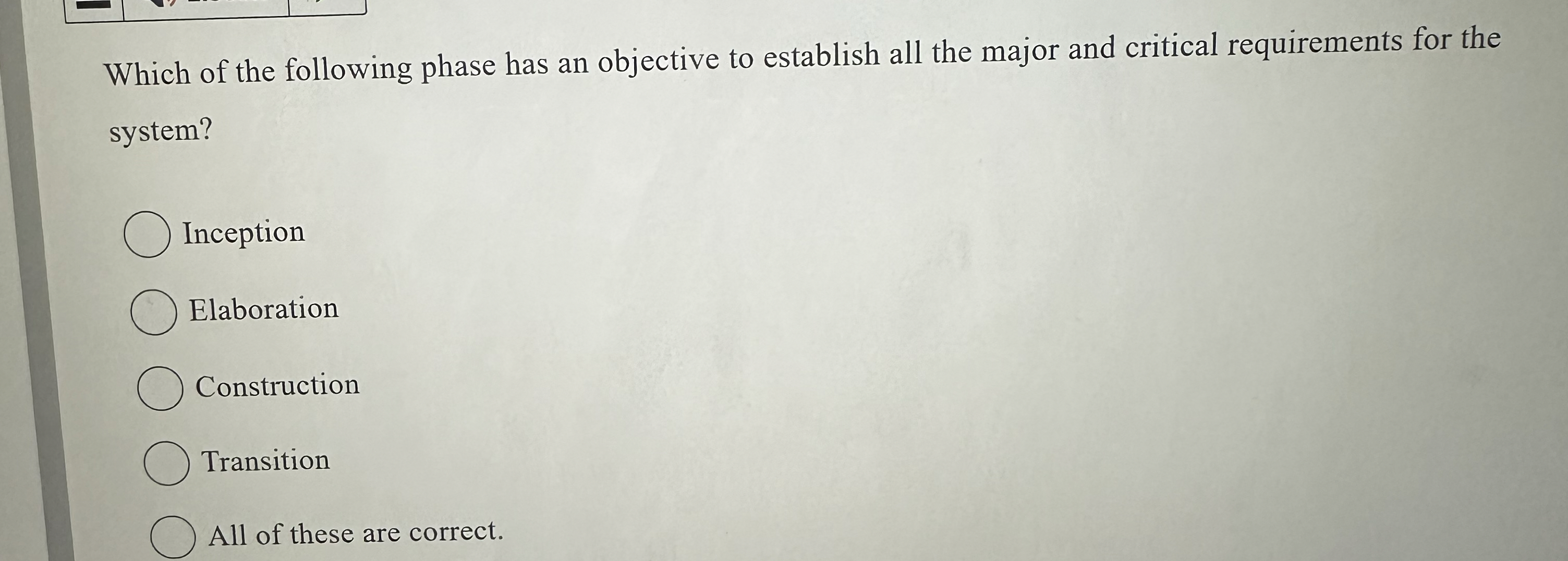 Which of the following phase has an objective to