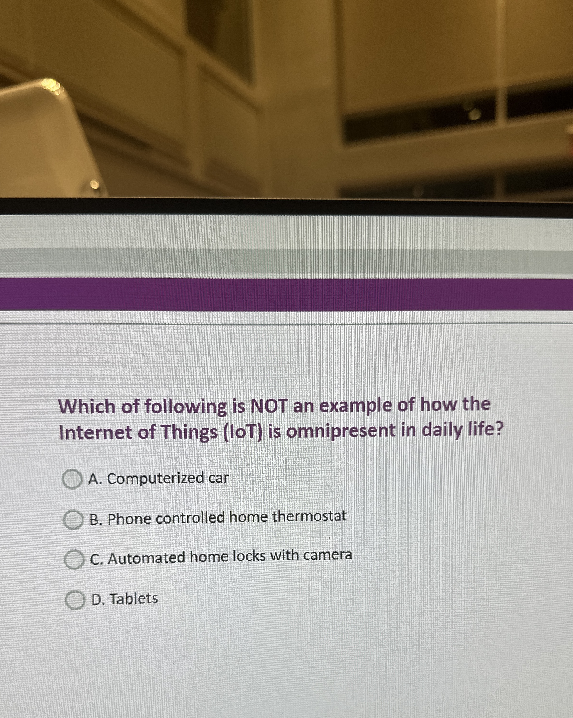 Which of following is NOT an example of how the