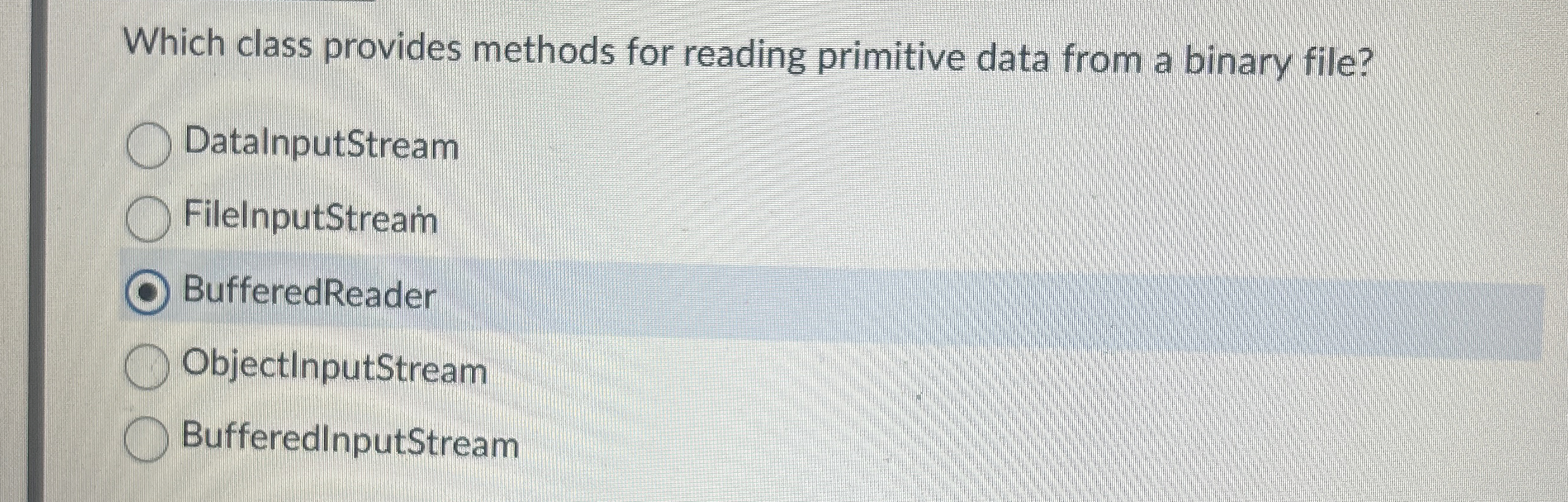 Which class provides methods for reading