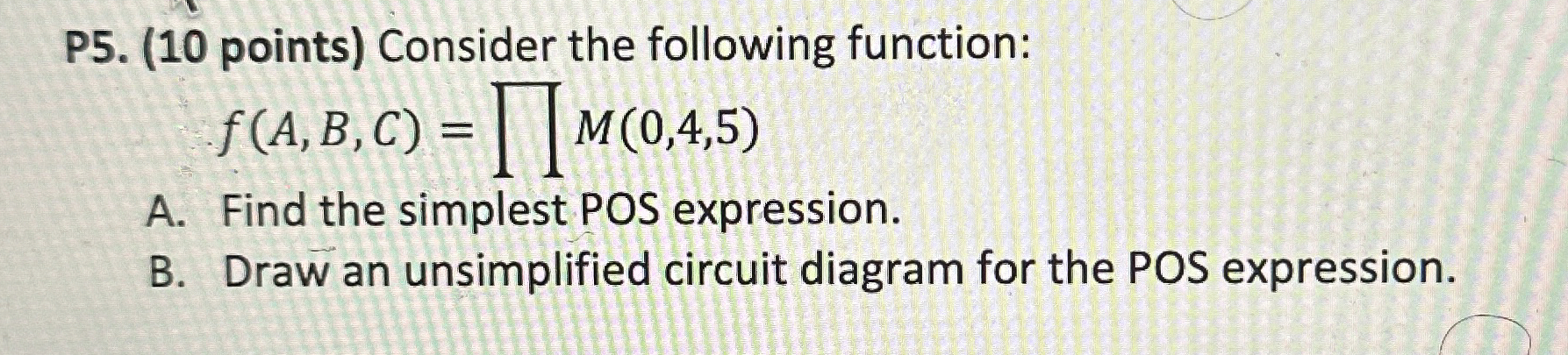 P 5 . ( 1 0 points ) Consider the following