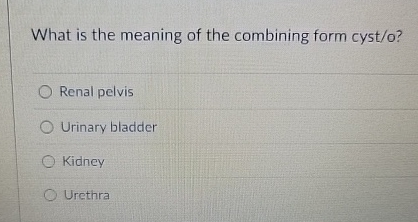 What is the meaning of the combining form cyst /