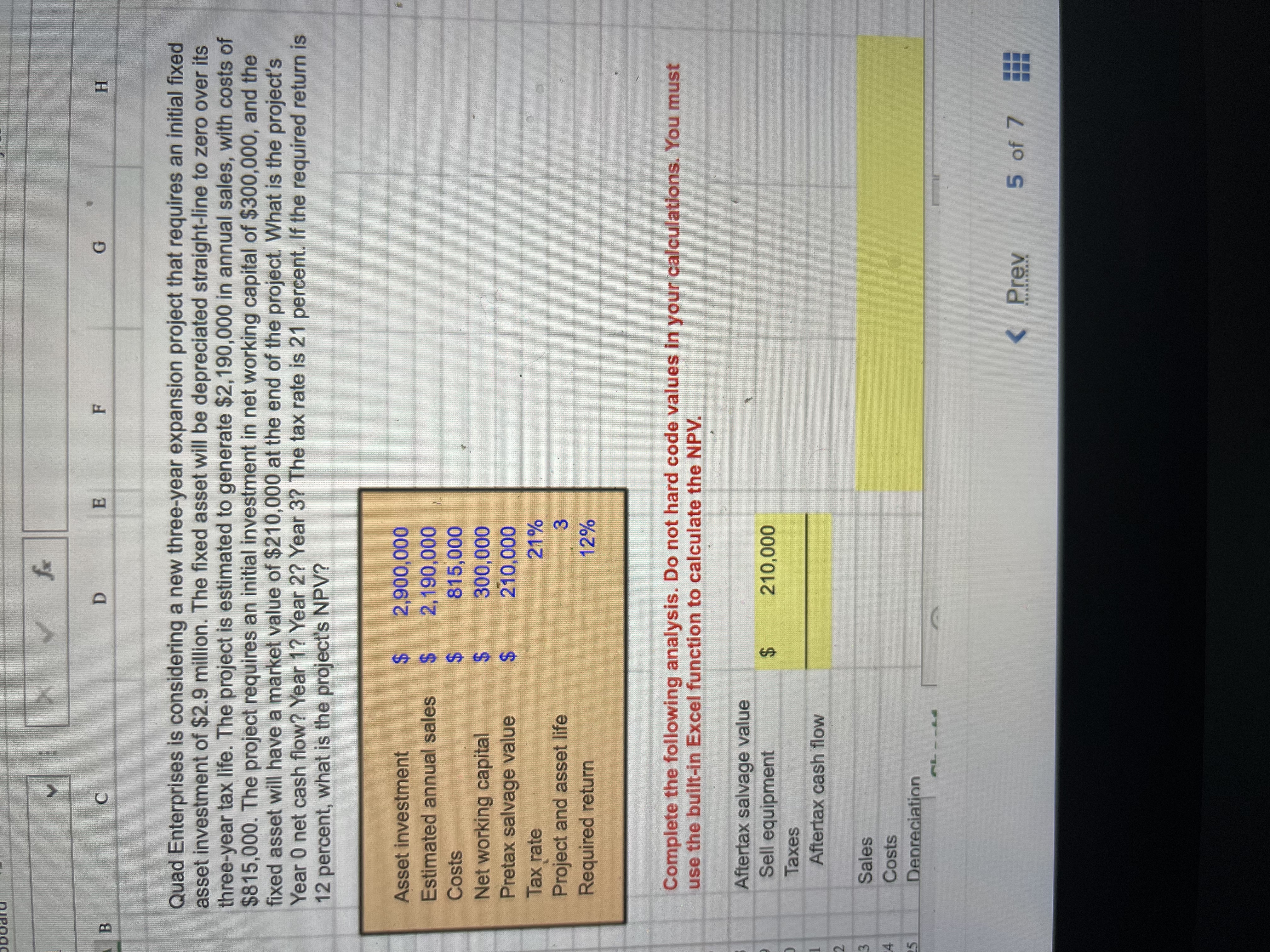 Calculating NPV - Excel FILE HOME INSERT PAGE