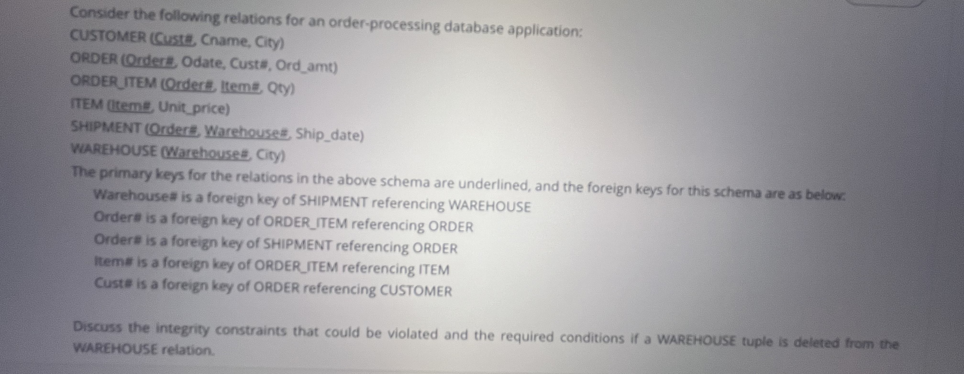 Consider the following relations for an order -