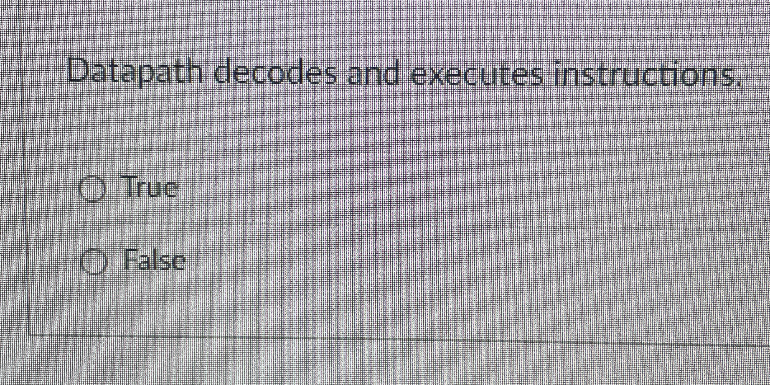 Datapath decodes and executes instructions. True