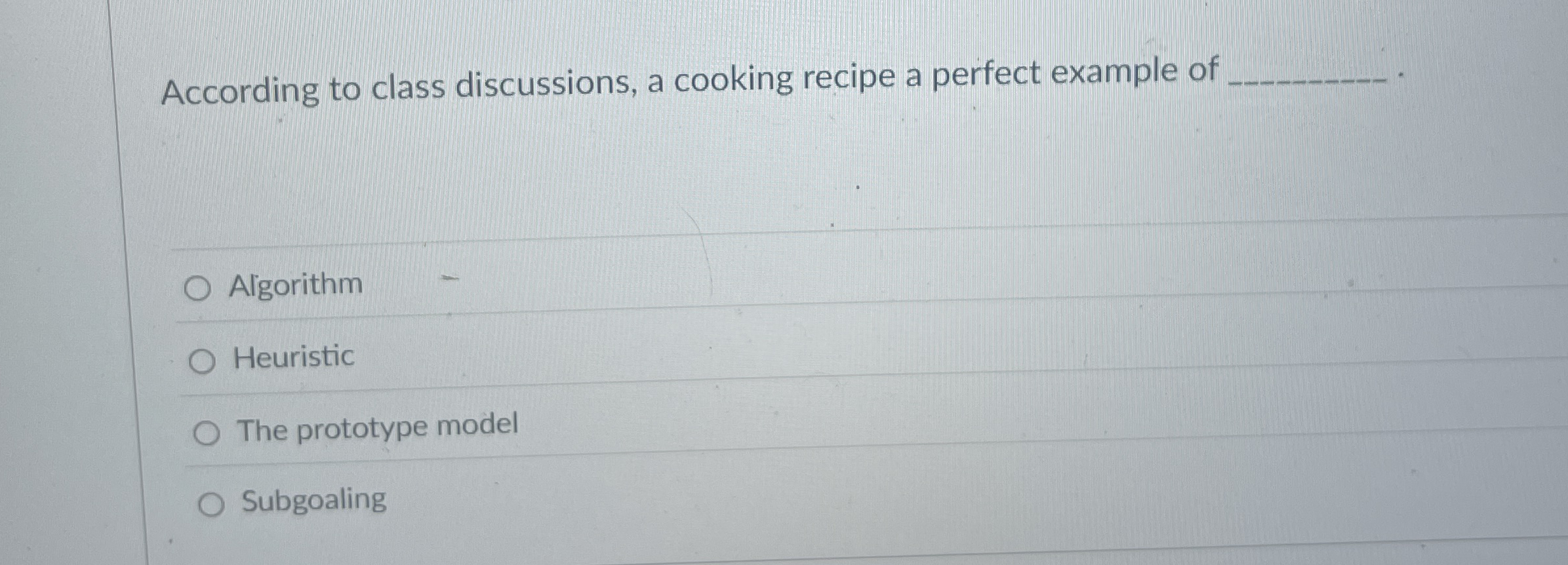 According to class discussions, a cooking recipe