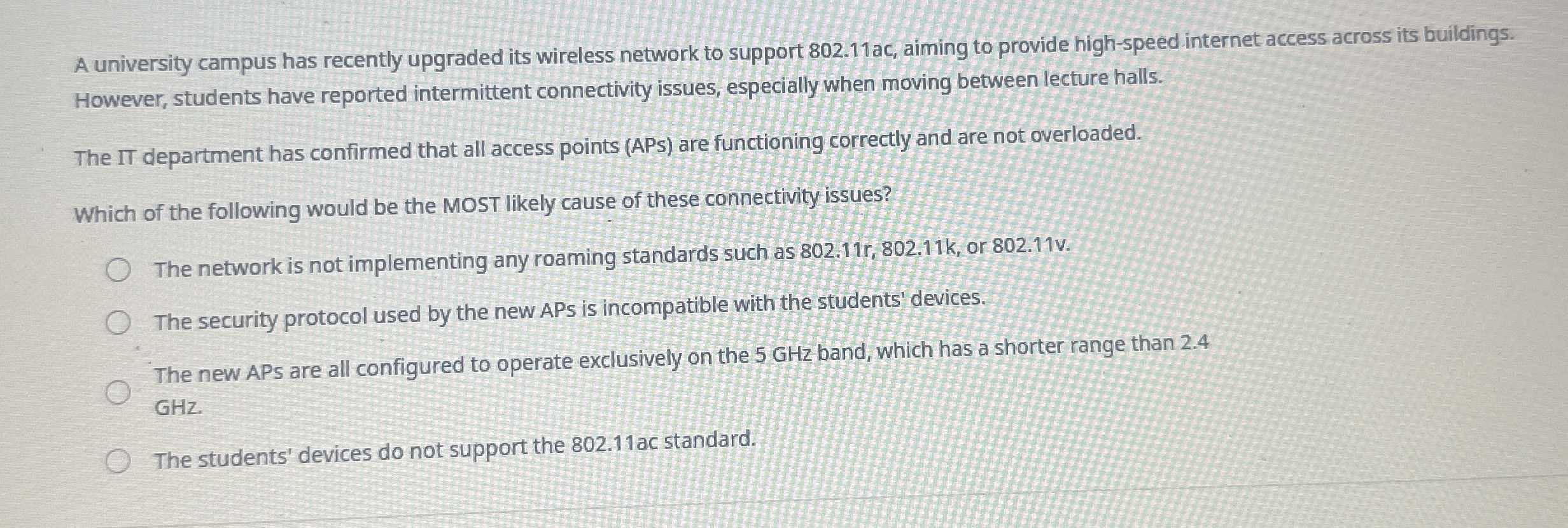 A university campus has recently upgraded its