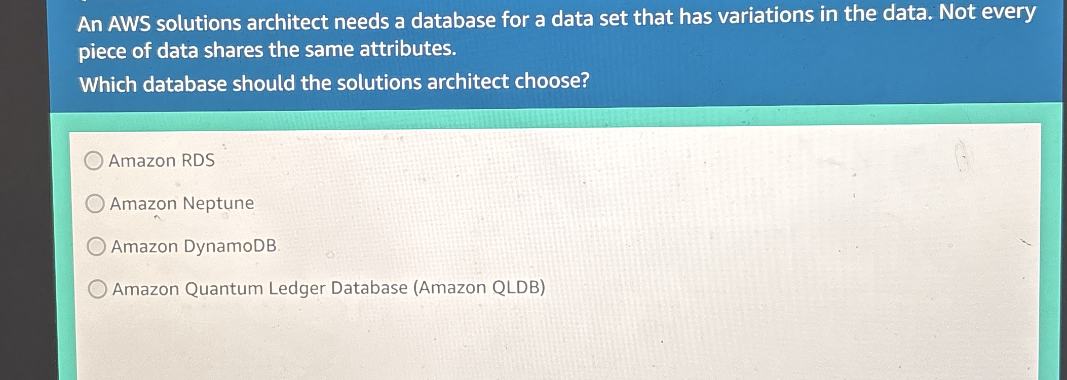 An AWS solutions architect needs a database for a