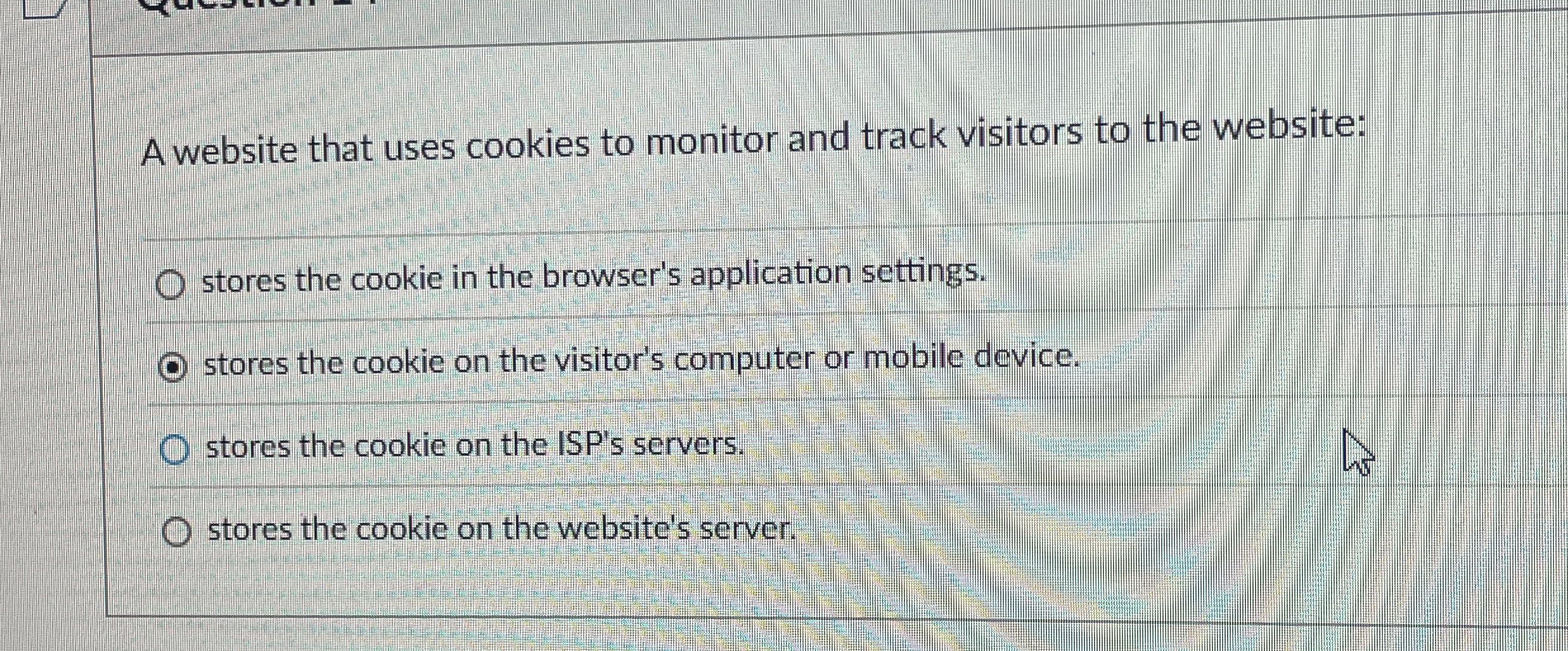 A website that uses cookies to monitor and track