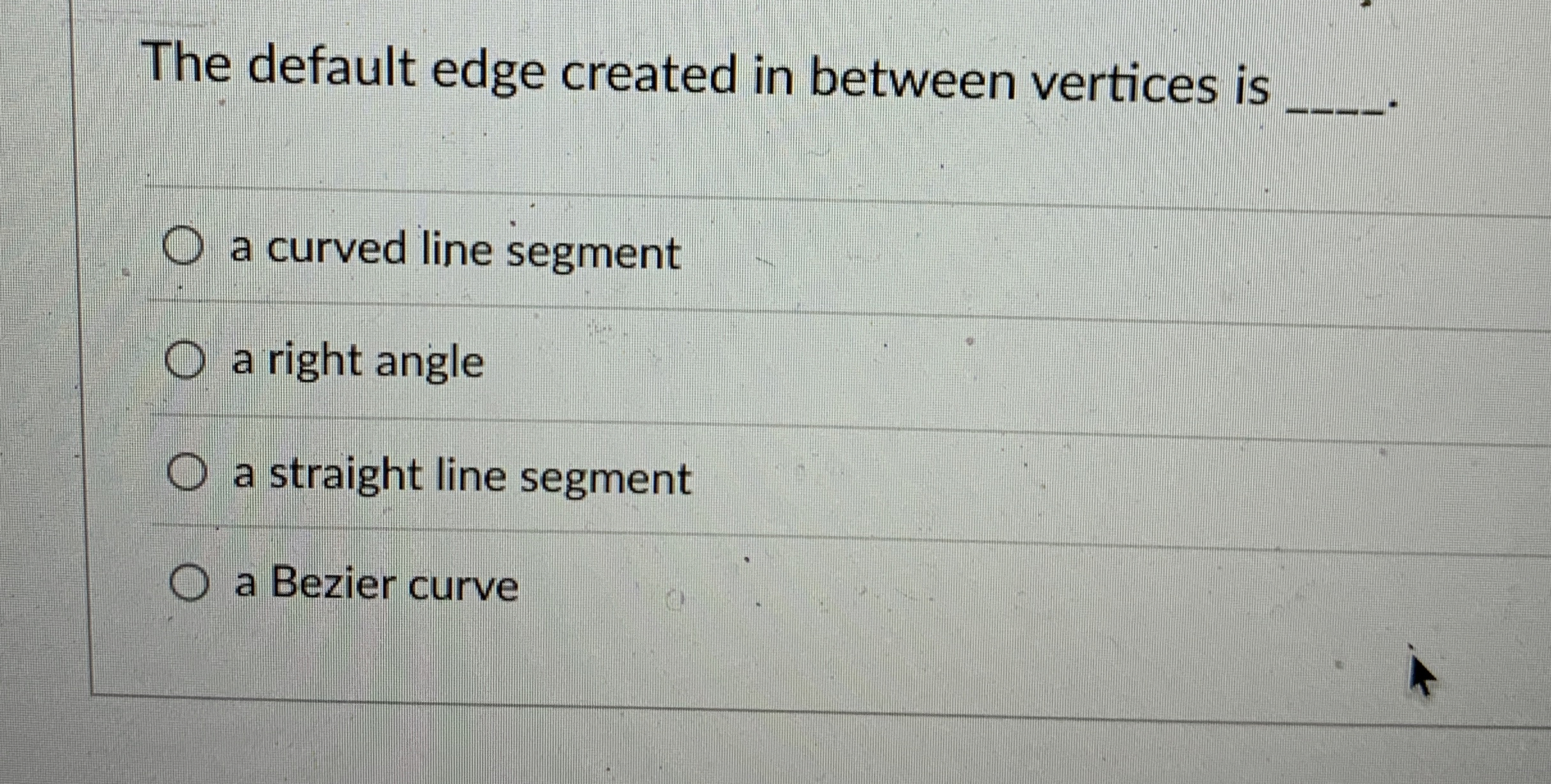 The default edge created in between vertices is q