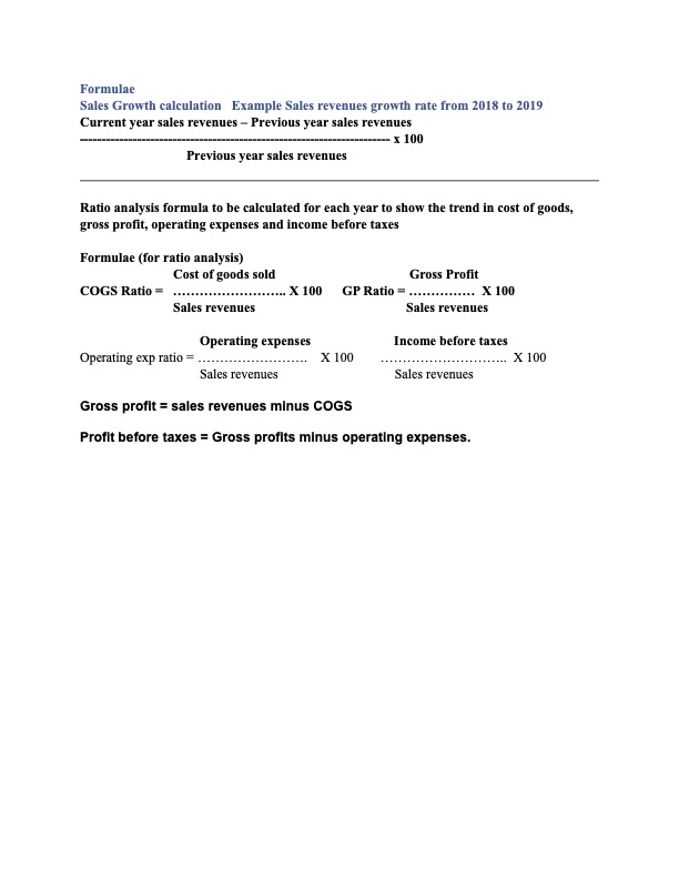 Use the formulas below to fill in the blanks