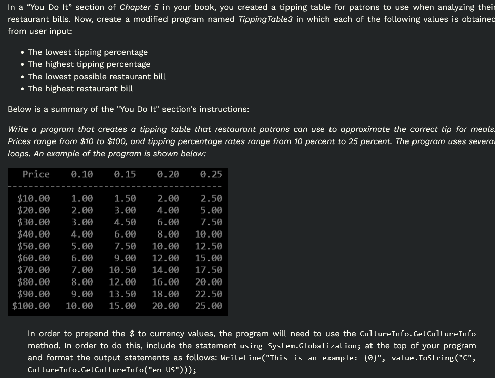 In a "You Do It " section of Chapter 5 in your