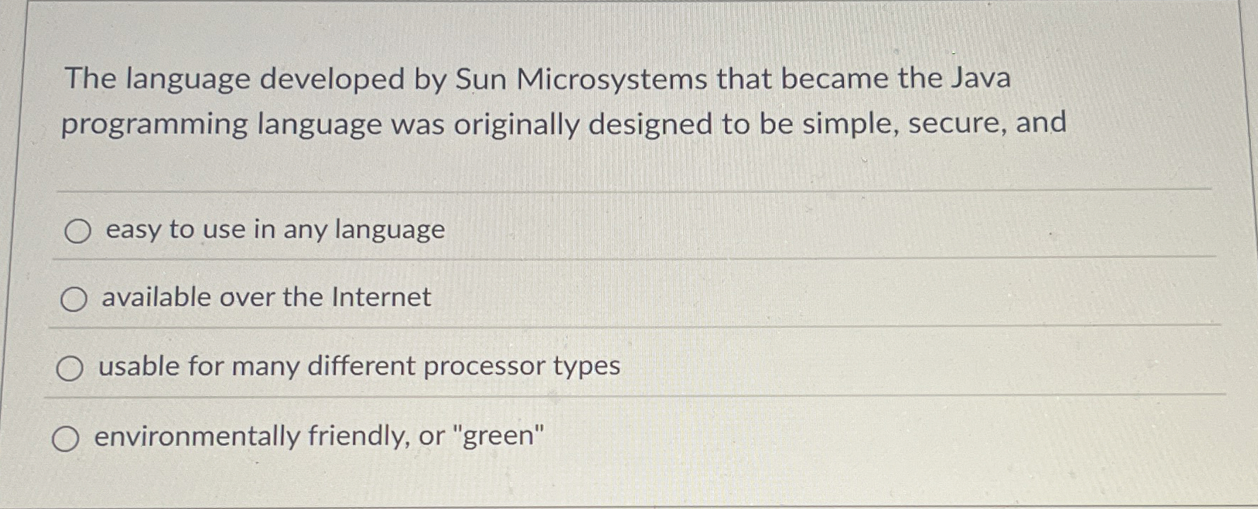 The language developed by Sun Microsystems that