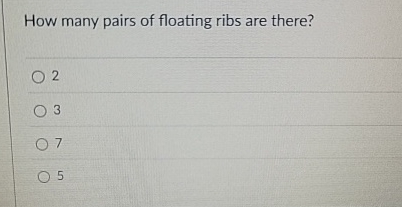 How many pairs of floating ribs are there? 2 3 7 5