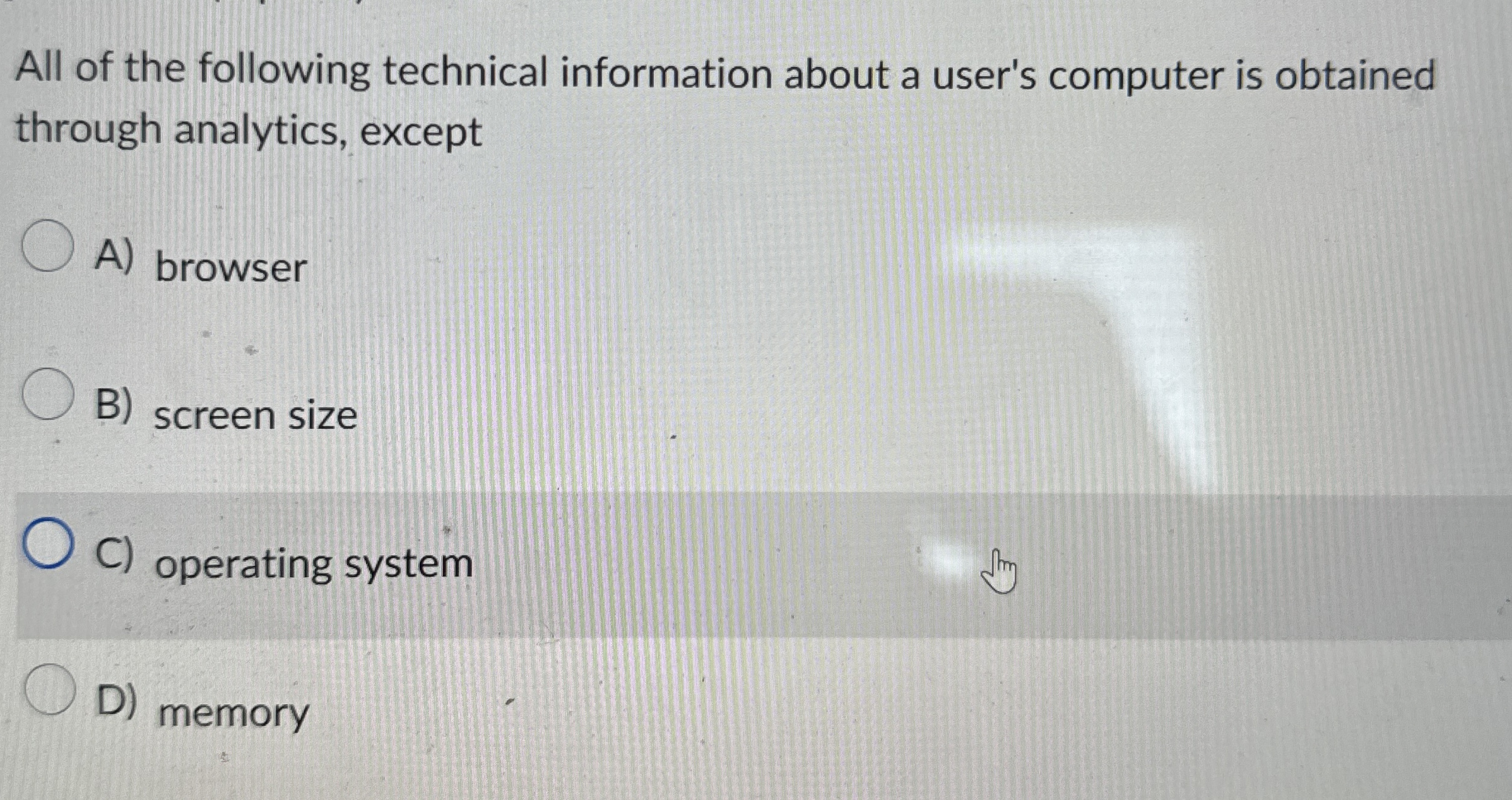 All of the following technical information about