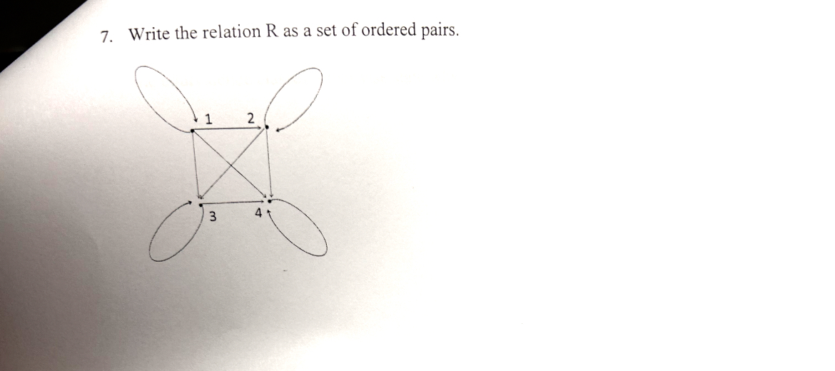 Write the relation R as a set of ordered pairs.