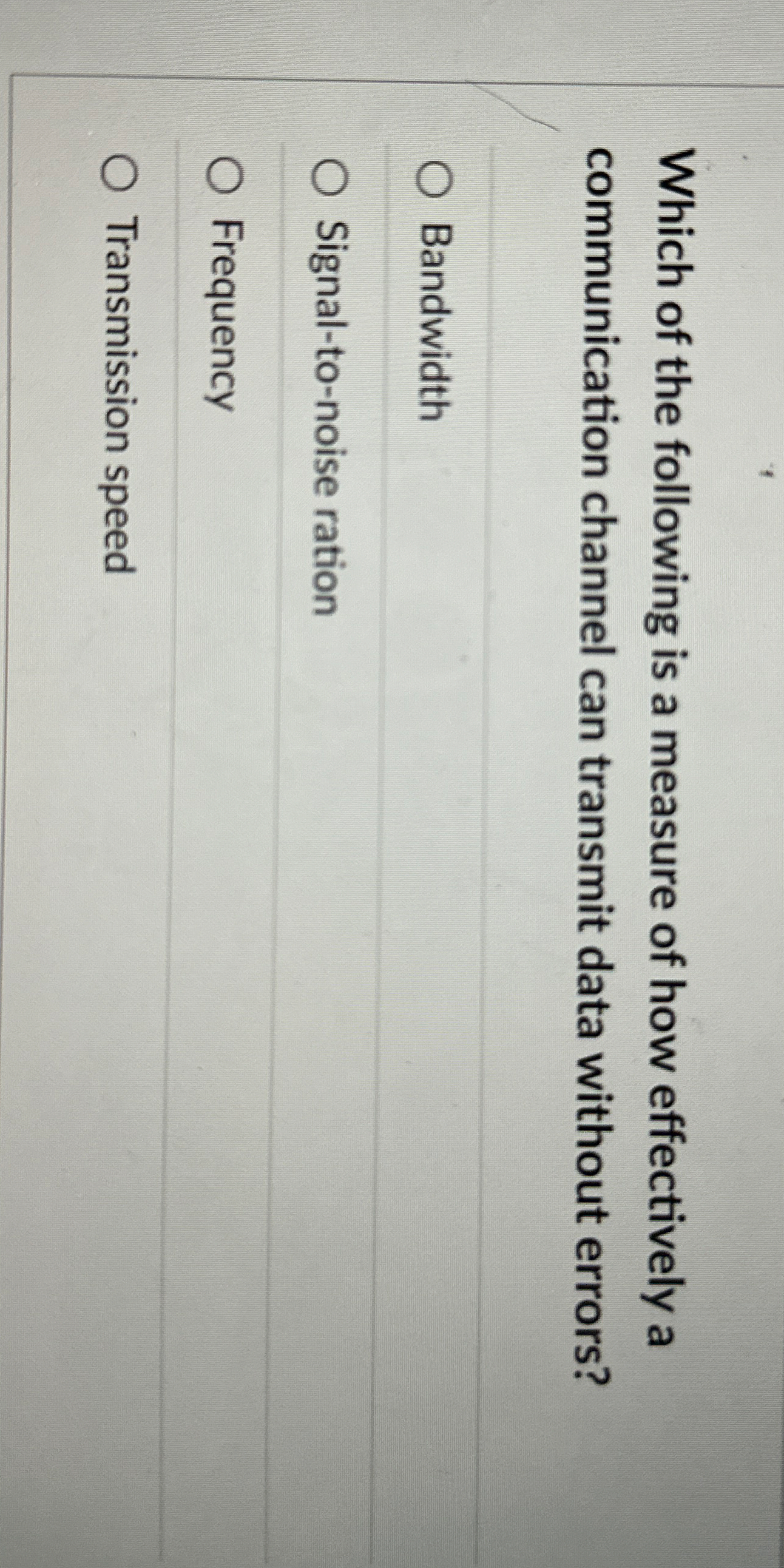 Which of the following is a measure of how