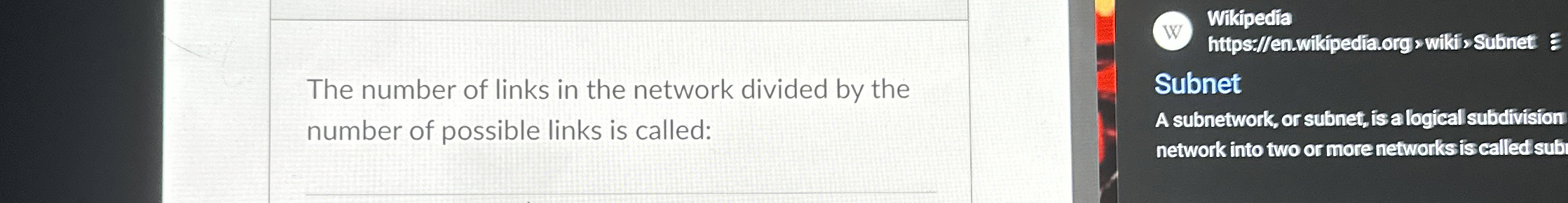 The number of links in the network divided by the