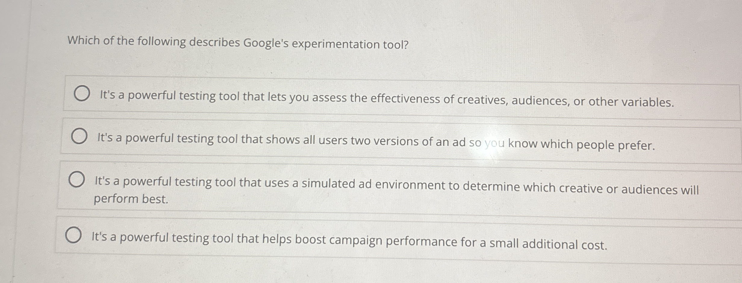 Which of the following describes Google's