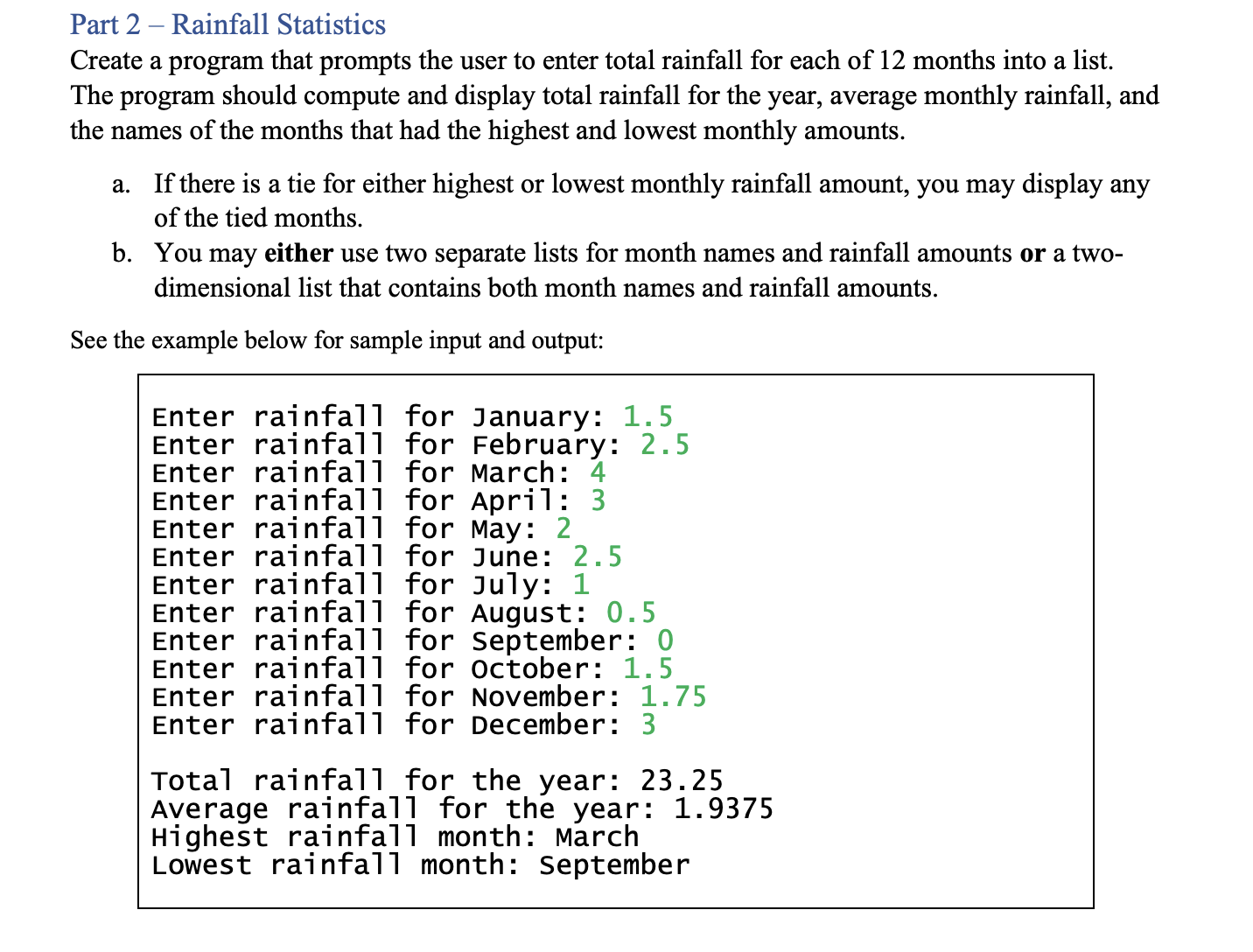 Part 2 - Rainfall Statistics CODE IN PYTHON