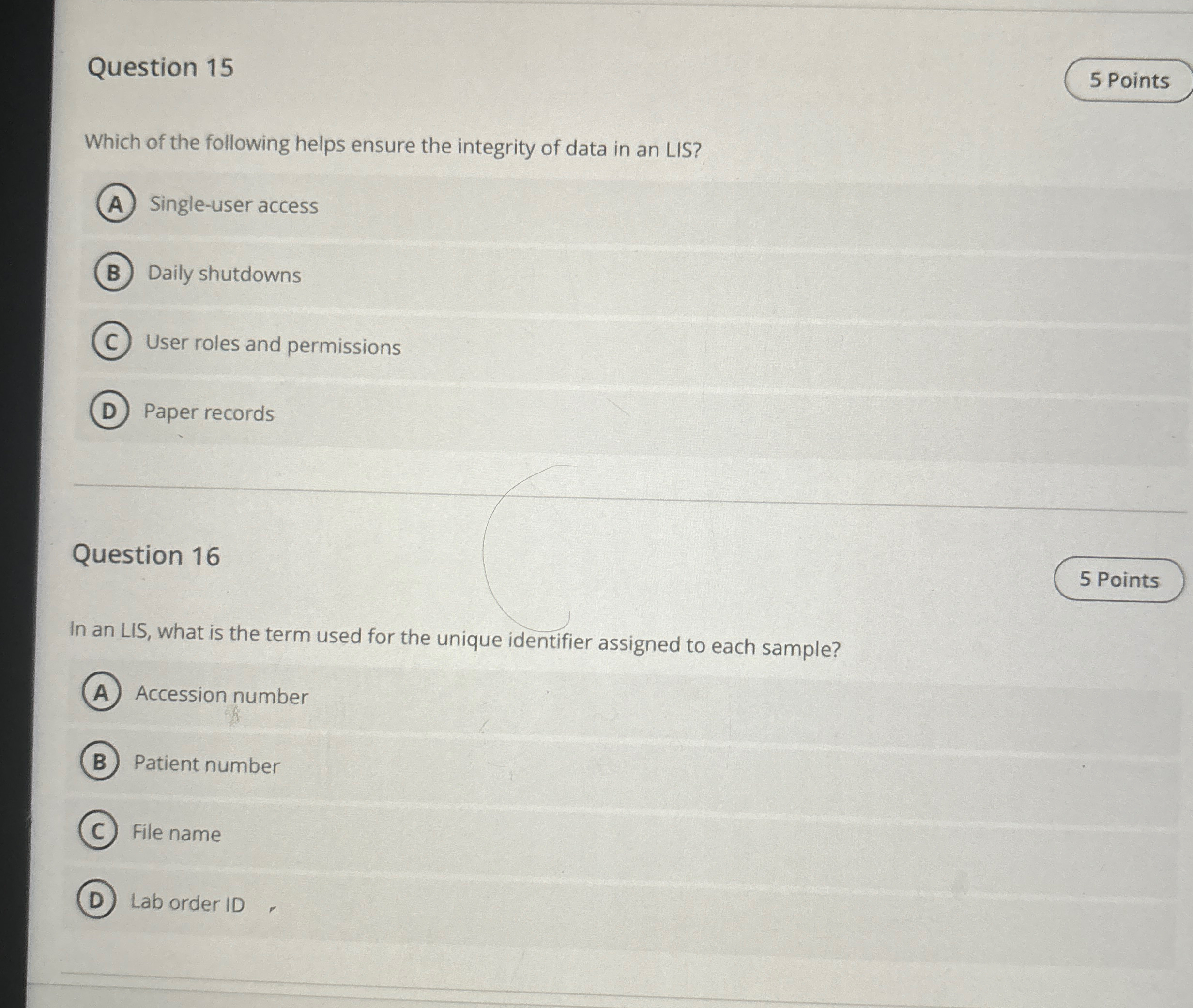 Question 1 5 Which of the following helps ensure