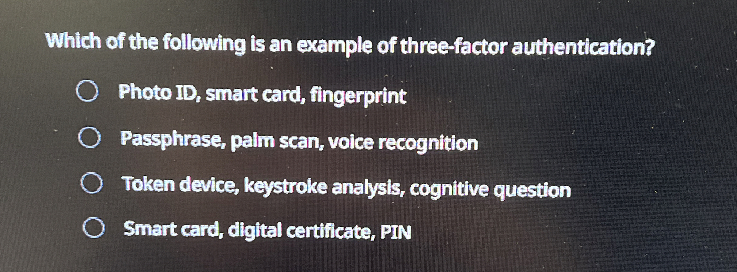 Which of the following is an example of three -