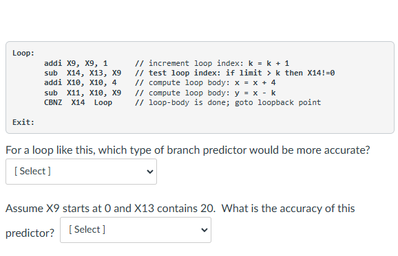 Loop: addi X 9 , X 9 , \ ( 1 \ quad / / \ )