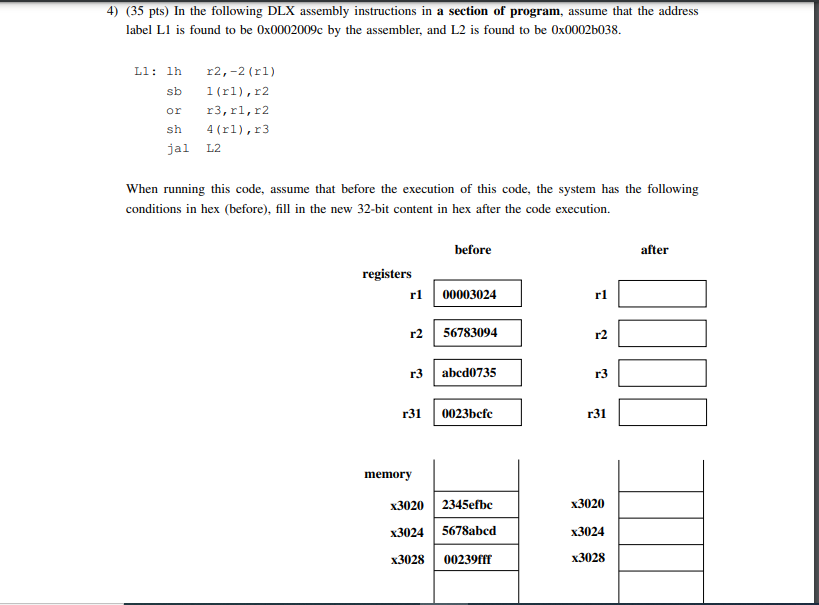 3 5 pts ) In the following DLX assembly