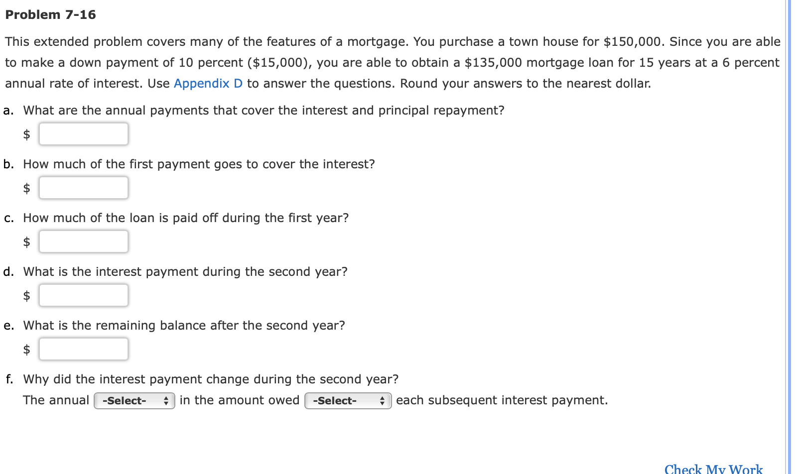 Problem 7-16 This extended problem covers many of
