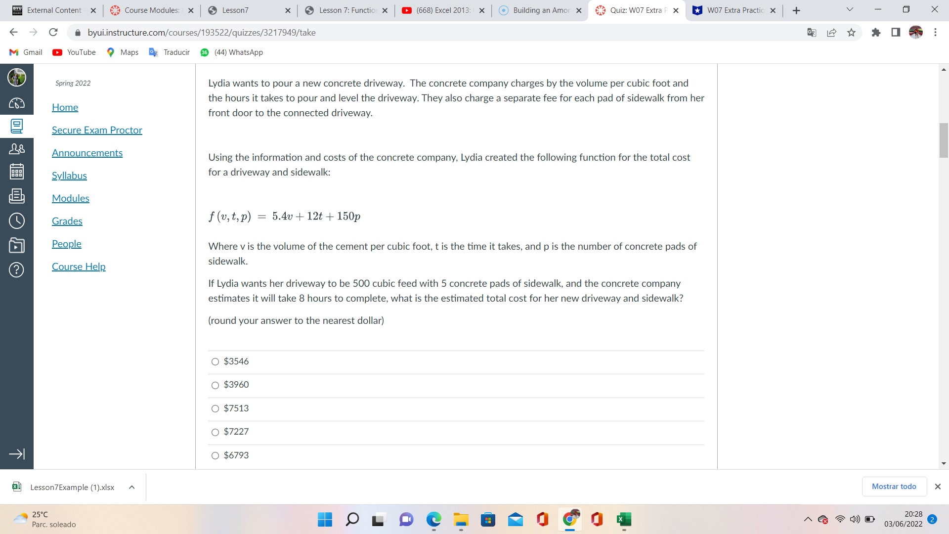 x External Content X Course Modules: | X Lesson7
