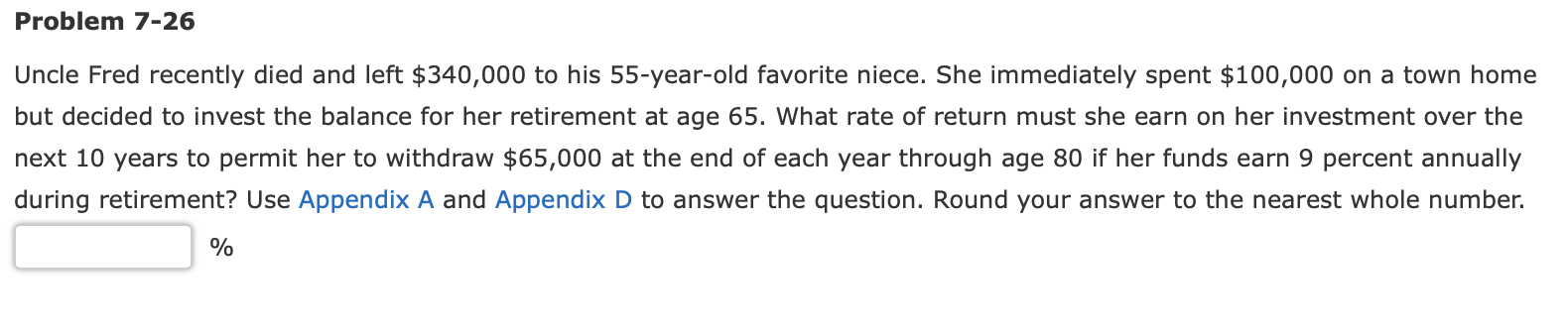 Problem 7-16 This extended problem covers many of