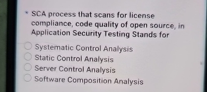 SCA process that scans for license compliance,