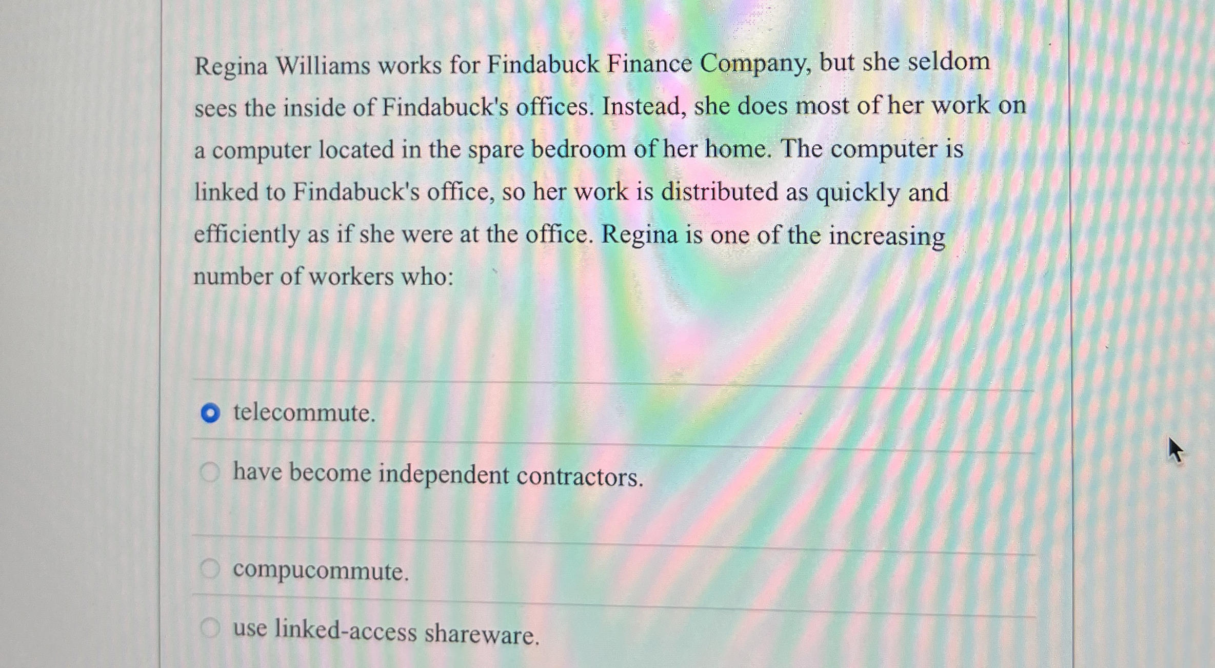 Regina Williams works for Findabuck Finance