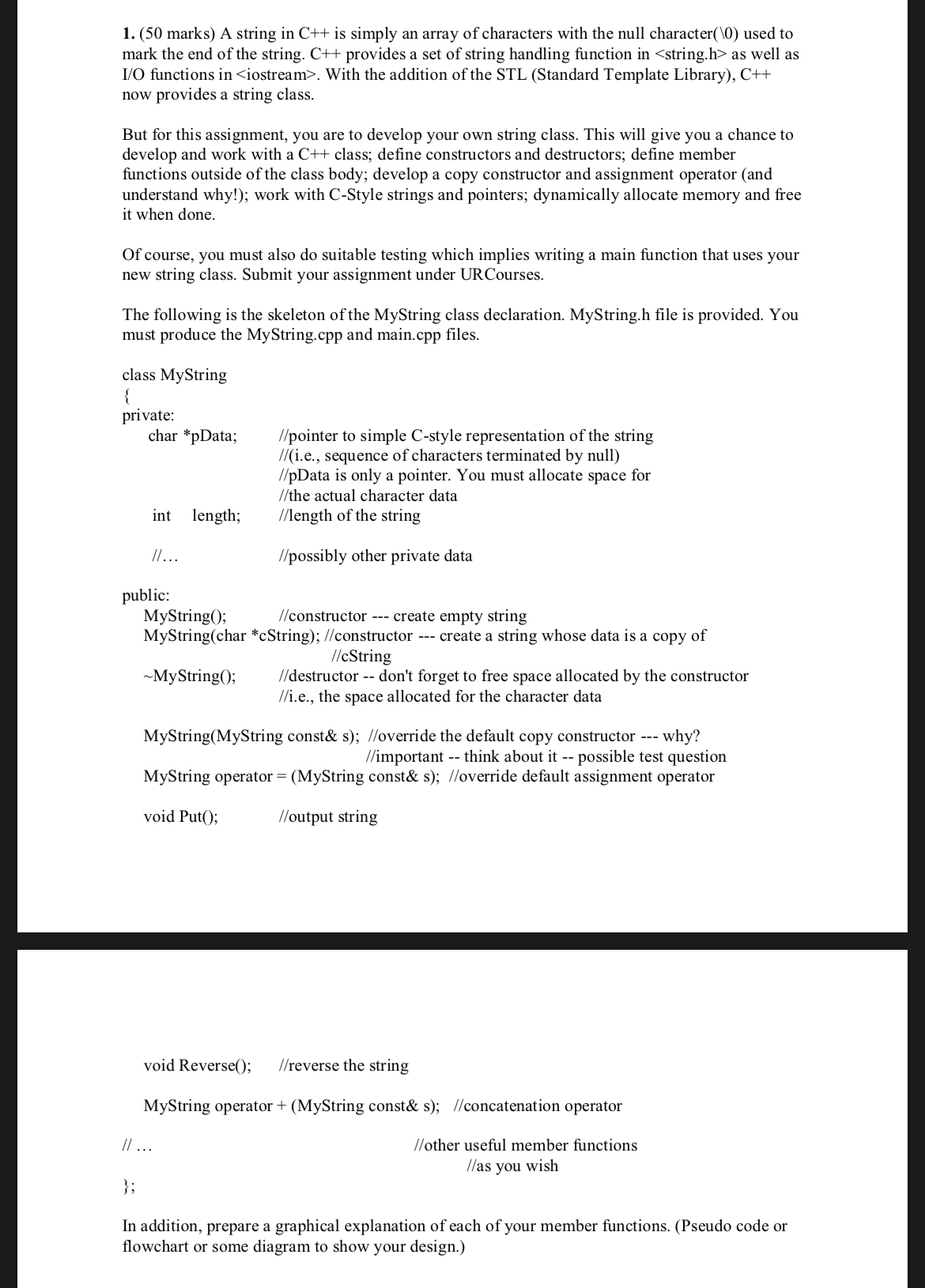 ( 5 0 marks ) A string in C + + is simply an