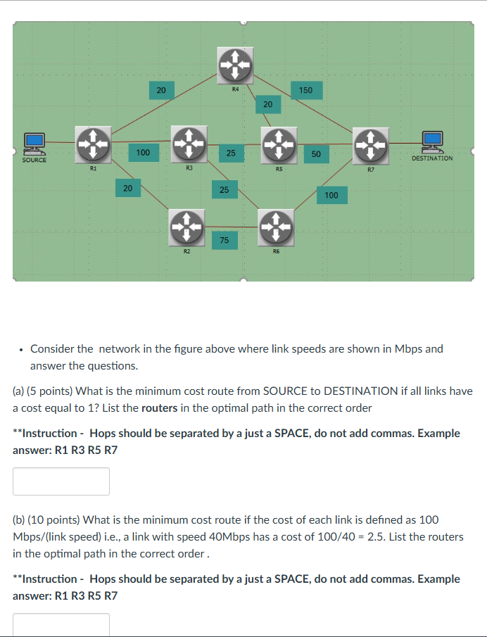 - Consider the network in the figure above where