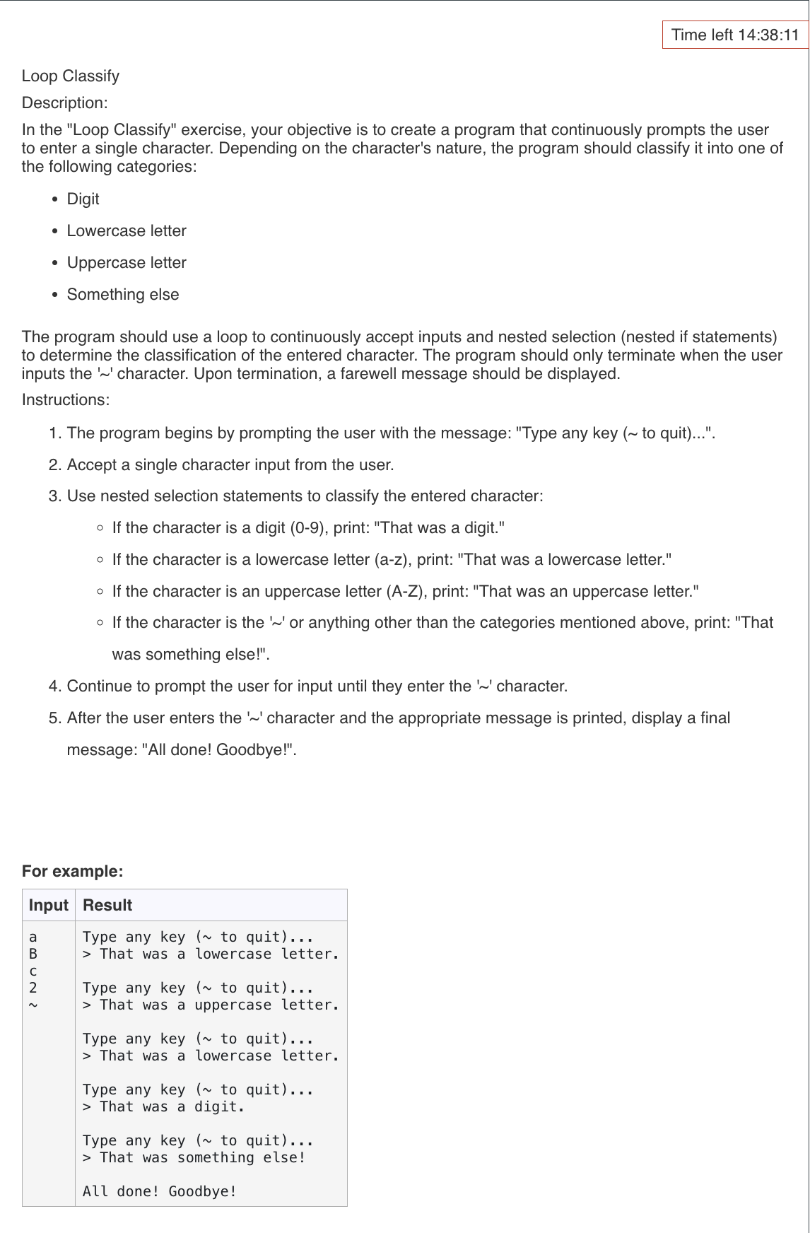 write in c program ( PLEASE do not use c . type.h