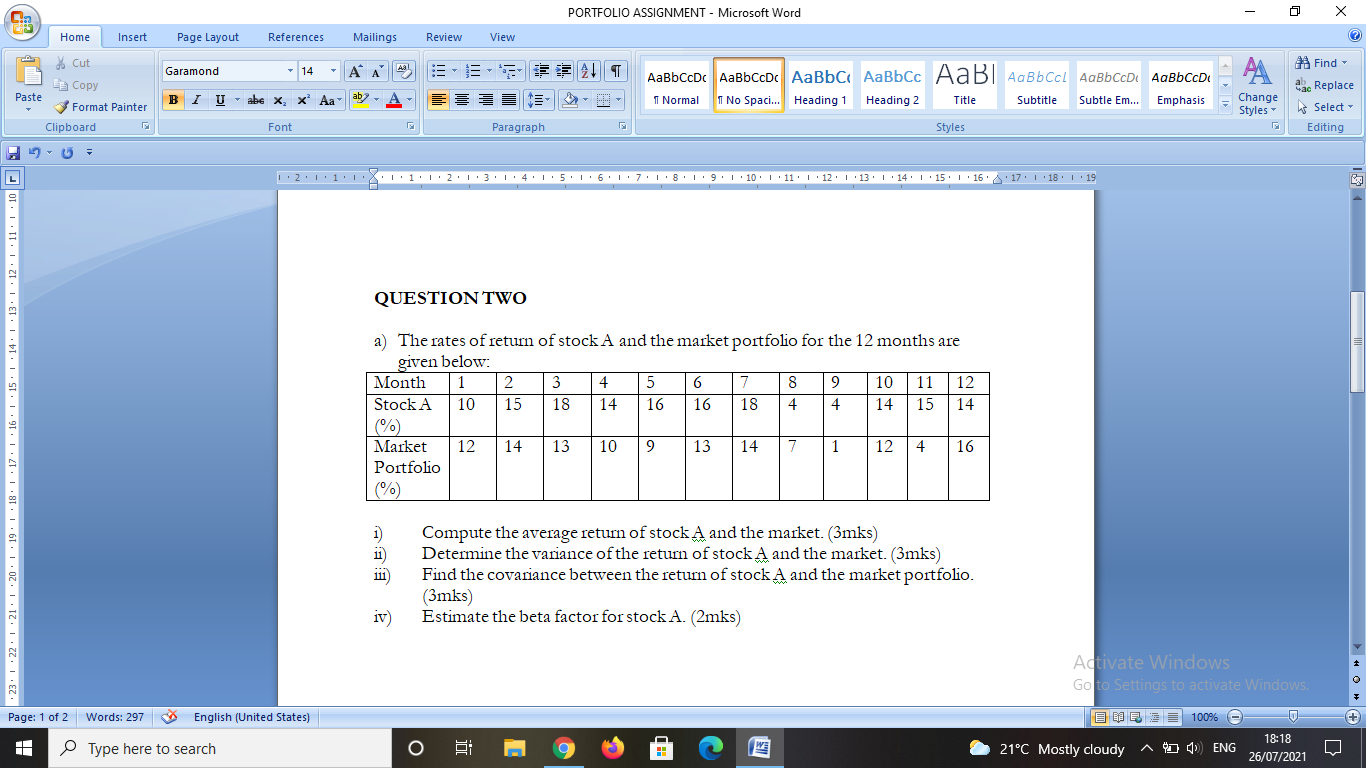 PORTFOLIO ASSIGNMENT - Microsoft Word - X Home
