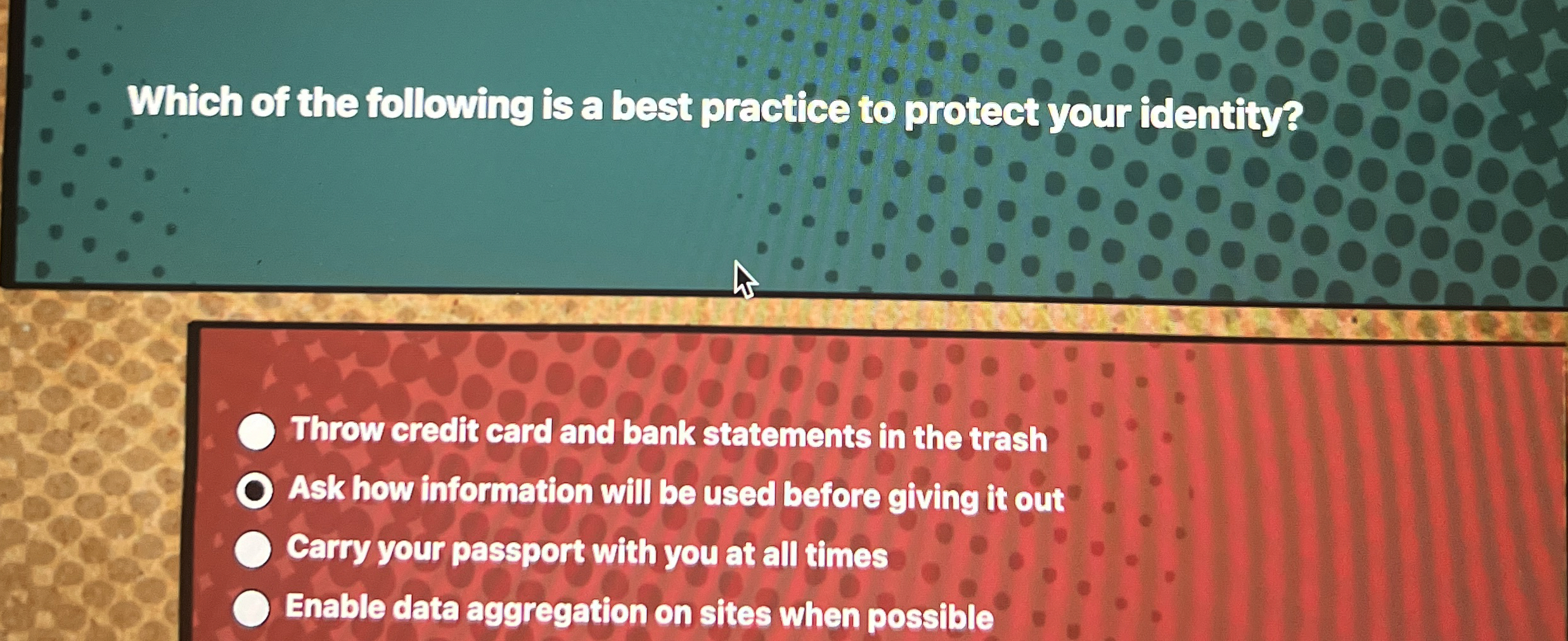 Which of the following is a best practice to