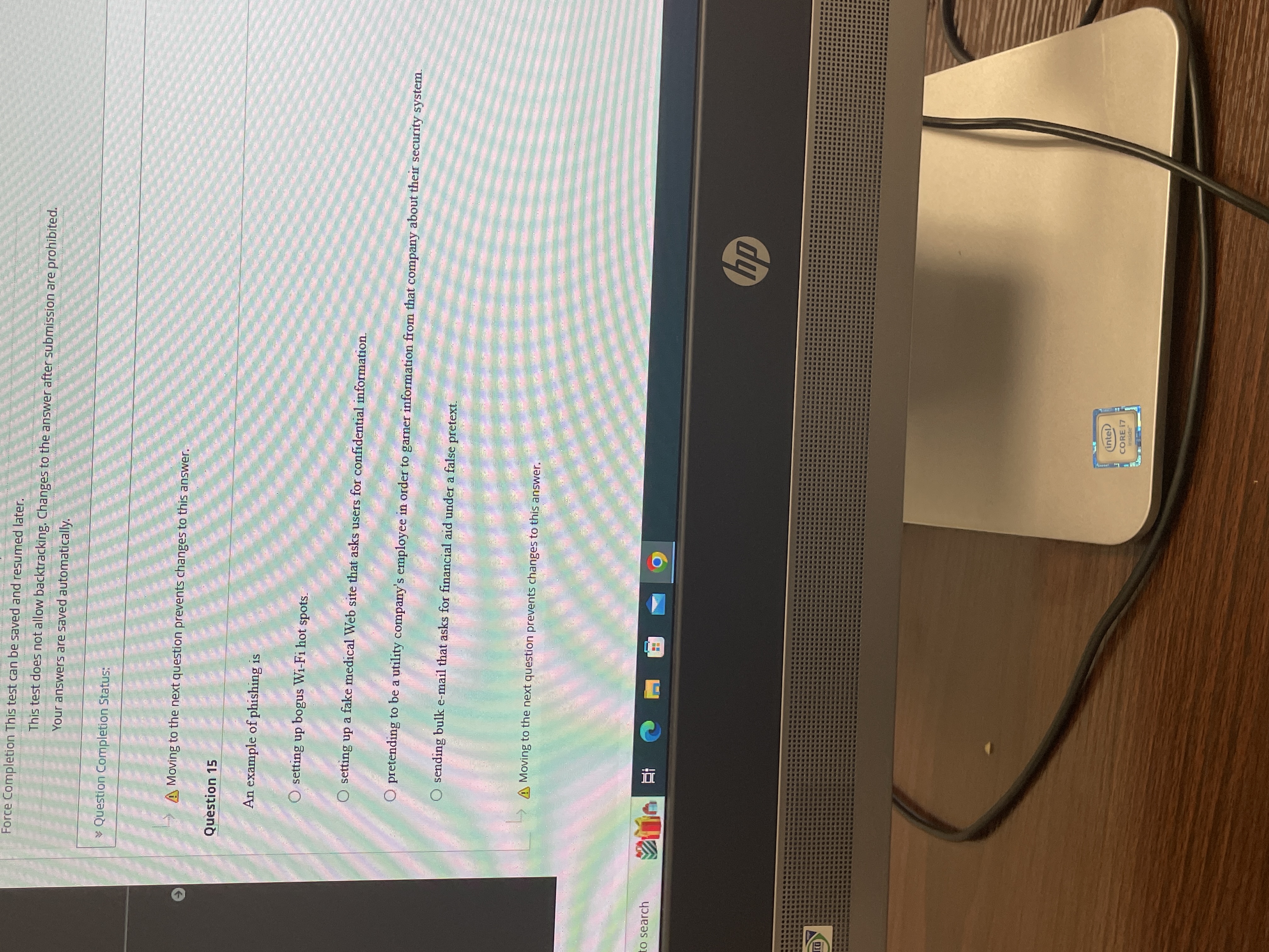 Force Completion This test can be saved and