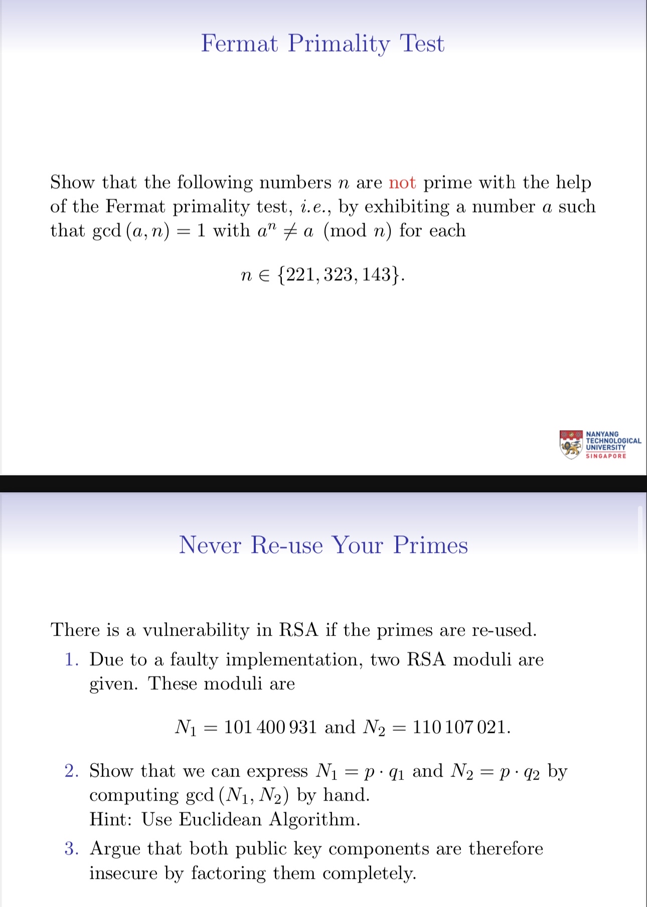 Fermat Primality Test Show that the following