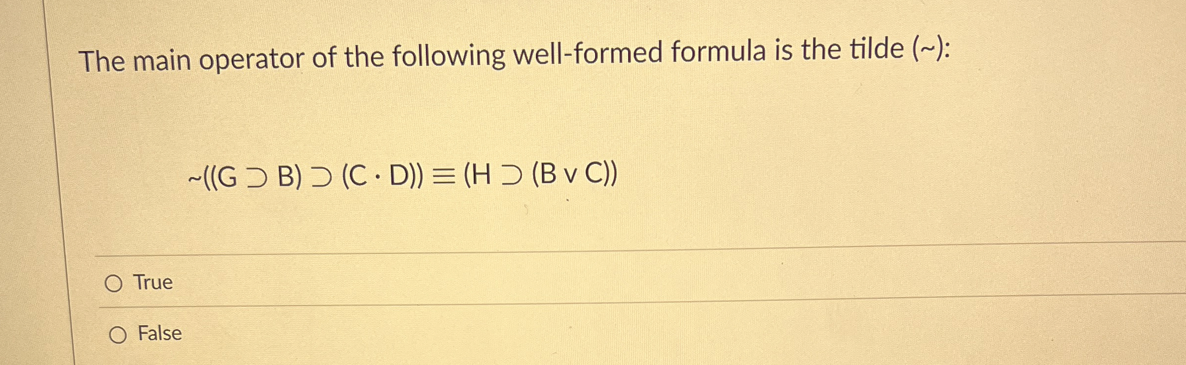 The main operator of the following well - formed