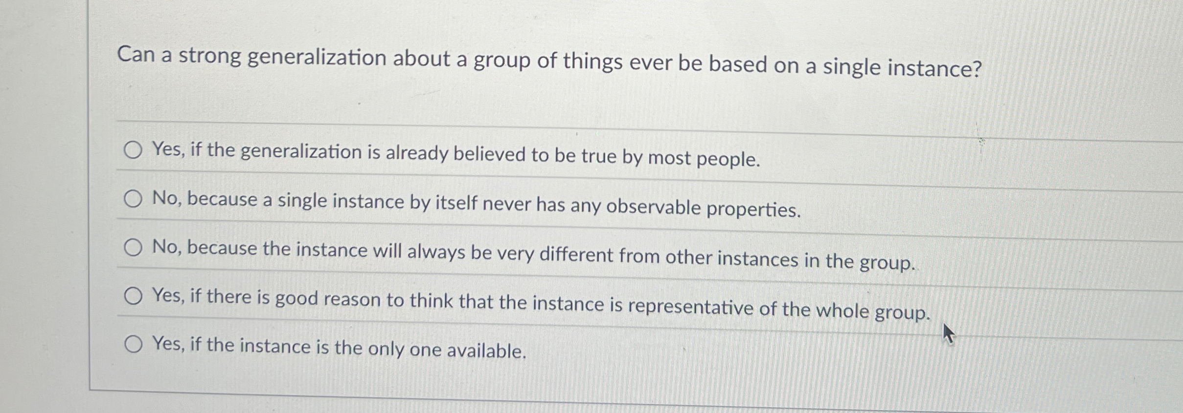 Can a strong generalization about a group of