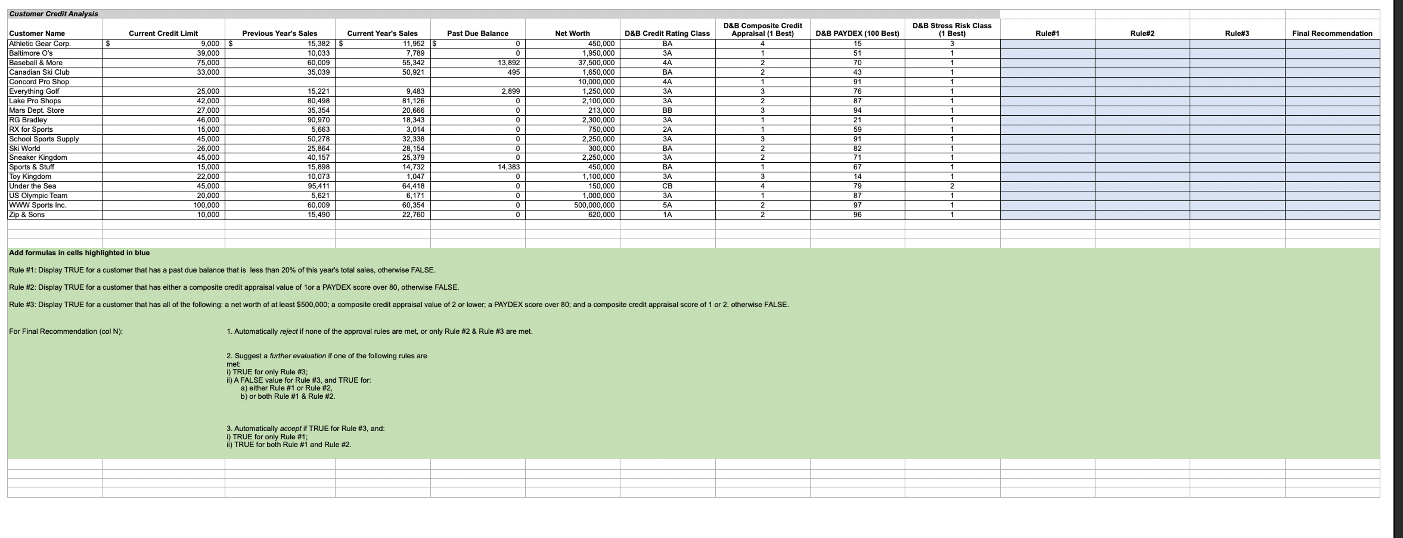 Rule \ # 1 : Display TRUE for a customer that has