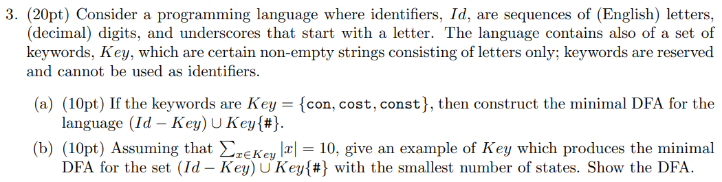 ( 2 0 pt ) Consider a programming language where